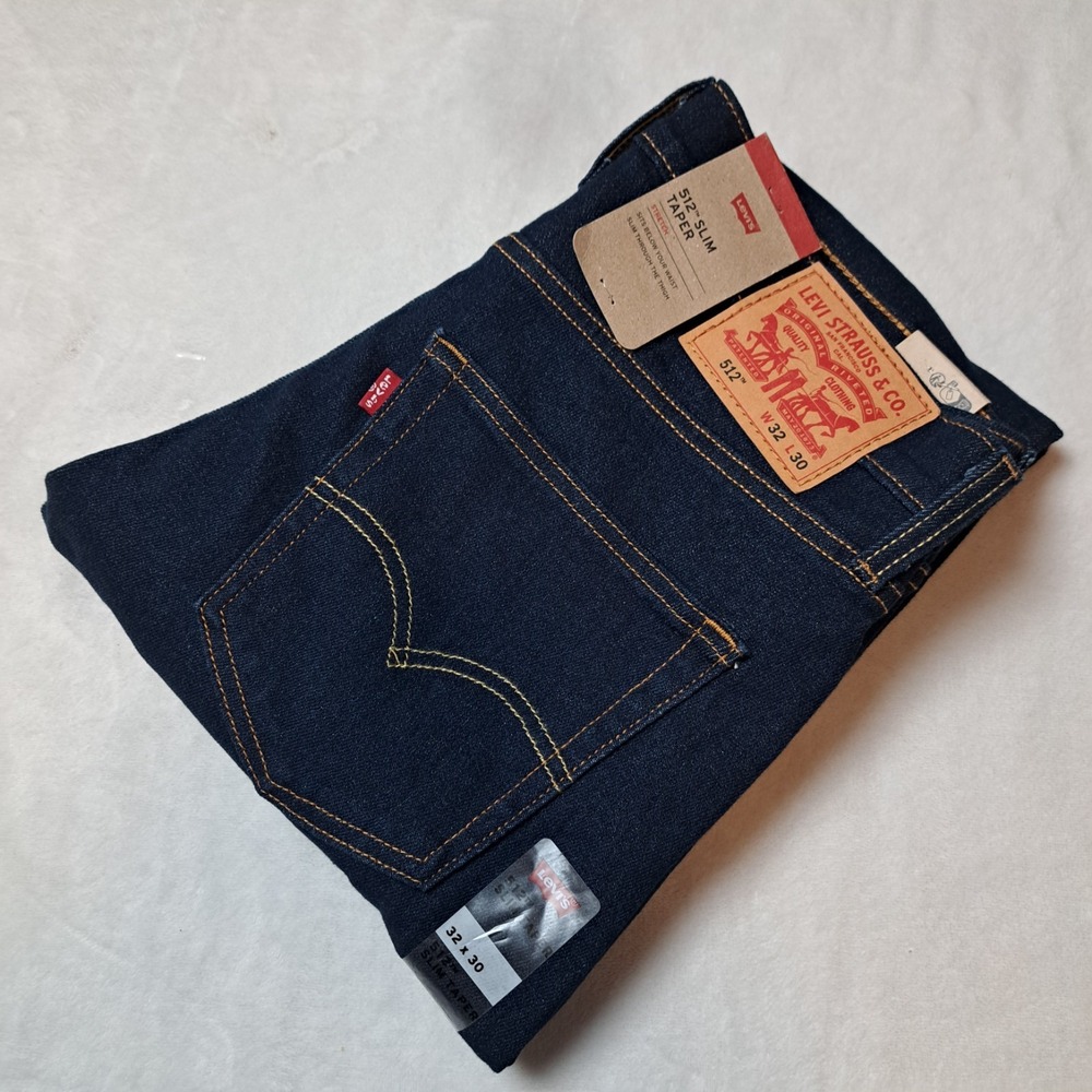 Levi's 512 Men's Slim Taper Fit Stretch Denim Dark Blue Jeans Size 32x30
